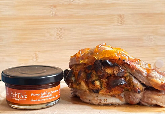 Stuffed Pork Chop with Eat This Yum Orange Saffron Cardamom Marmalade