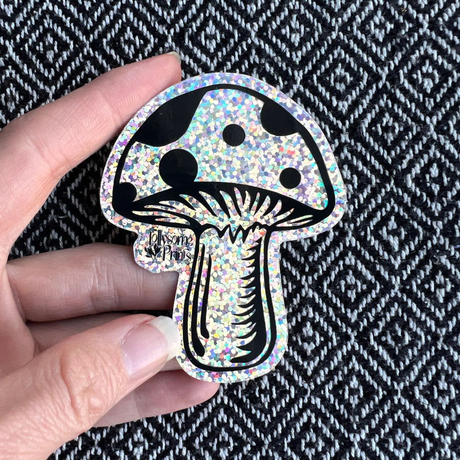 Follysome Prints - Glitter Magic Mushroom Sticker