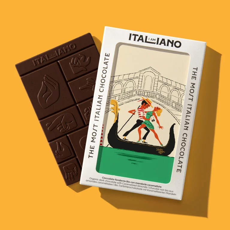 I AM ITALIANO - VENICE Organic dark chocolate with caramelized almonds - 50 g